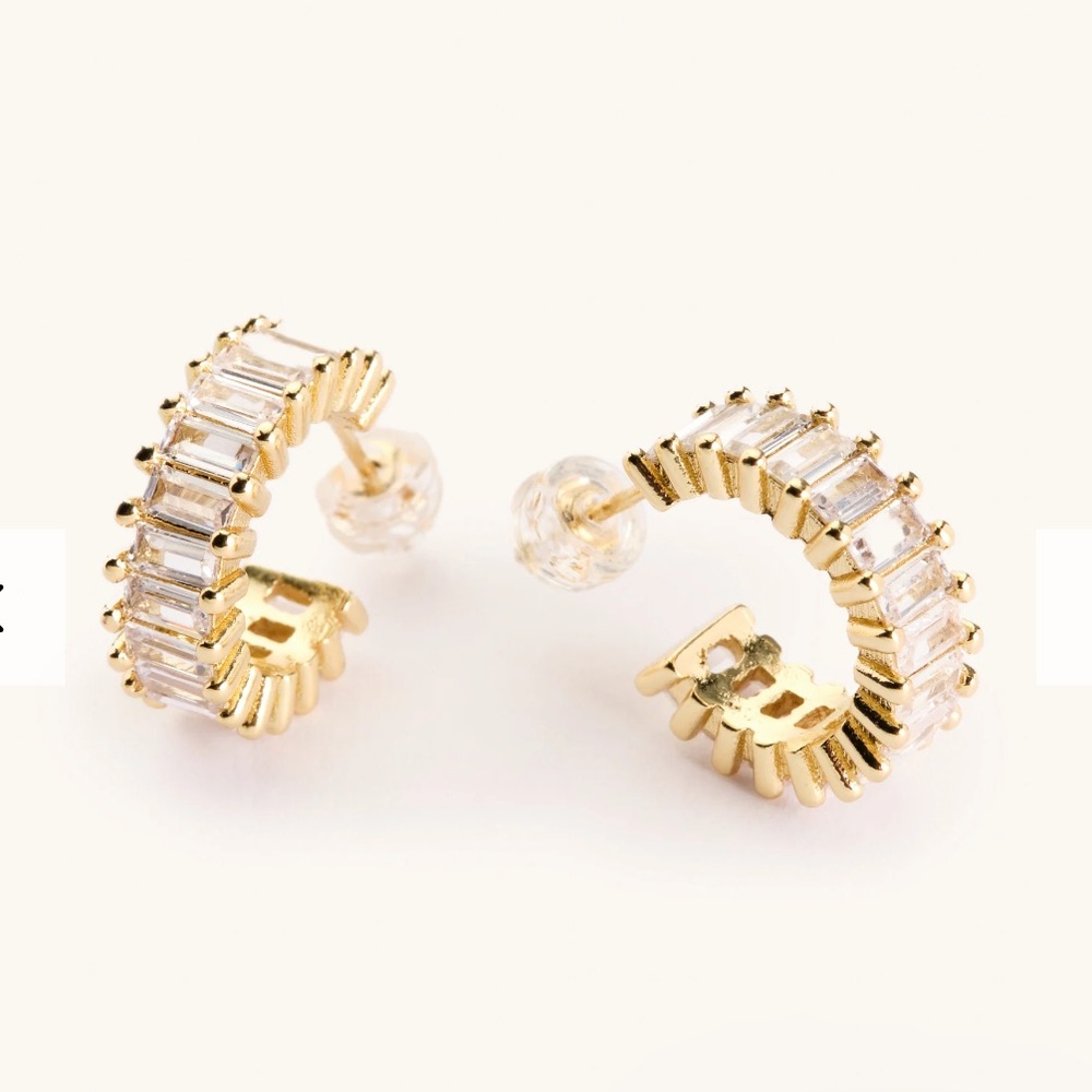 Nikki Smith 14K Gold Plated Faux Diamond Hoops